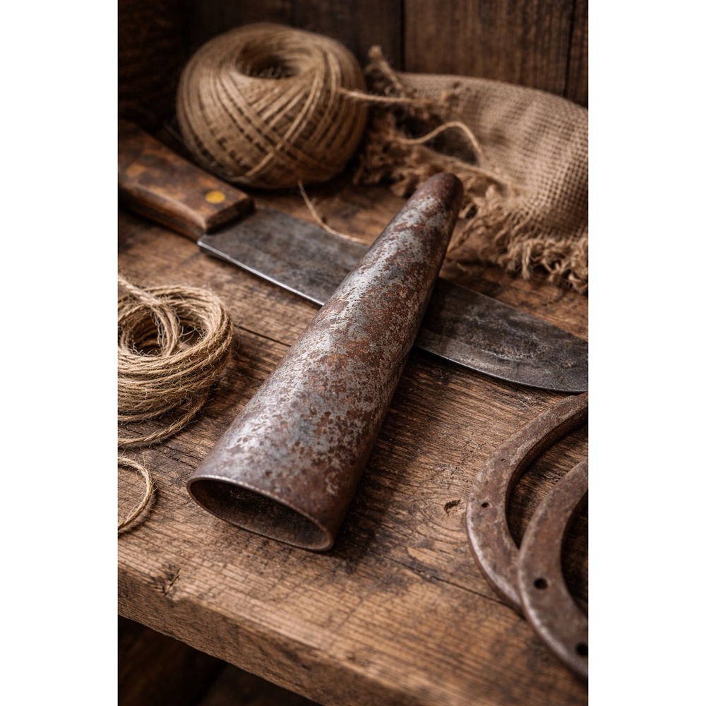 Vintage Metal Blade Guard 6"‎ Rustic Farm Tool Sheath Primitive Protector